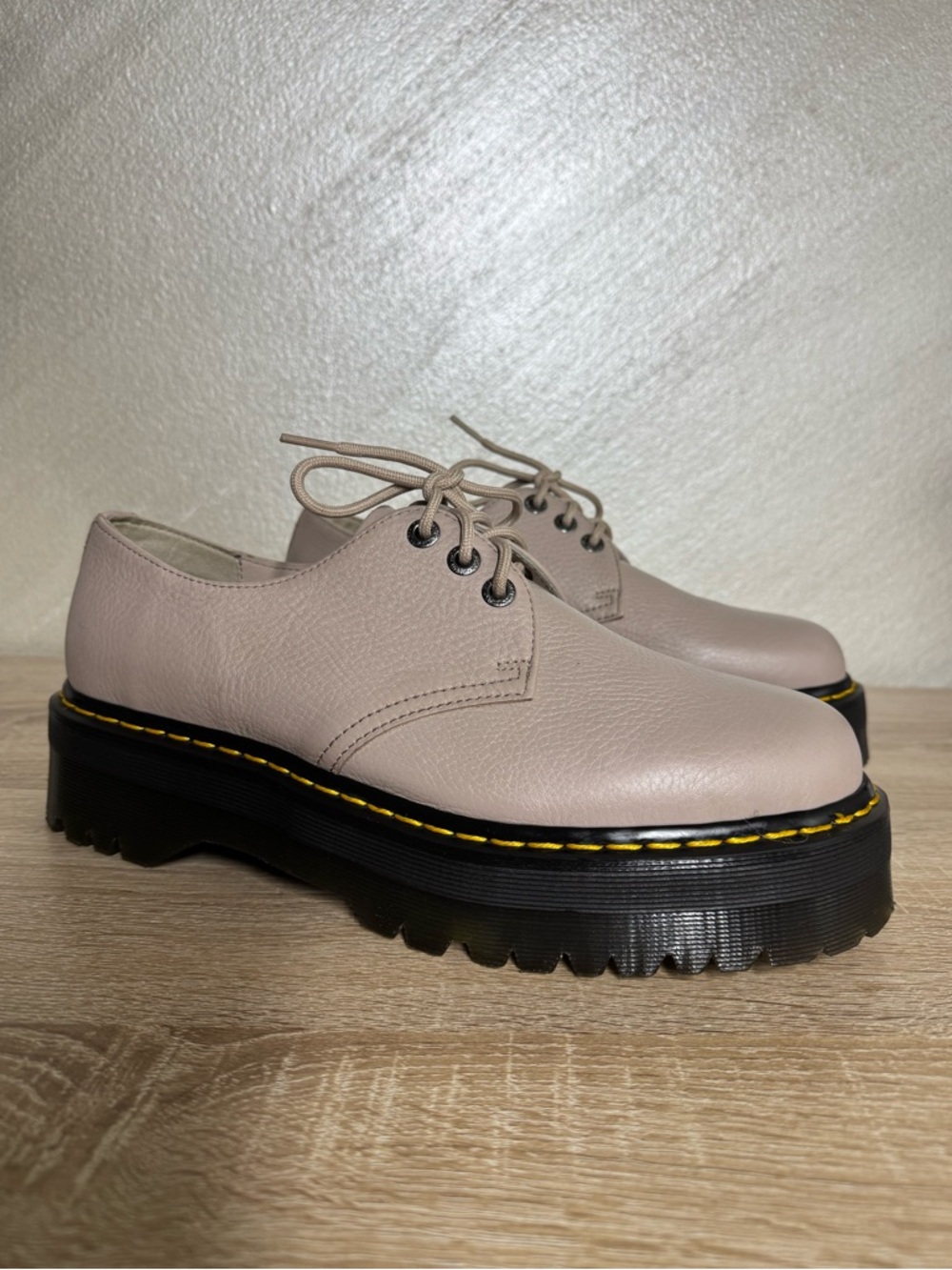 Dr.Martens 1461 Quad ll Platform Shoes Men’s 12M Vintage Taupe Pisa Leather - Picture 4 of 12